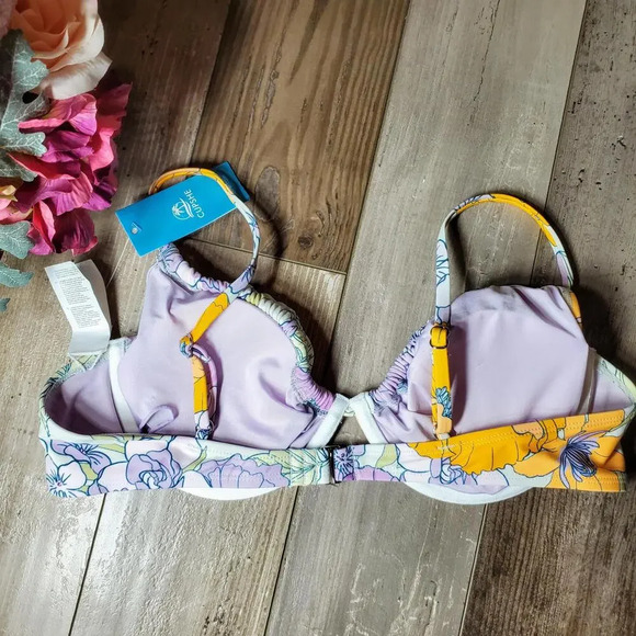 NWT Cupshe Bikini Top Underwire & Push Up Purple Orange Floral Size Large - Picture 5 of 15